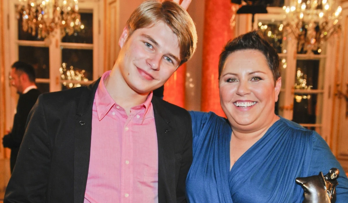 Dorota Wellman z synem Jakubem Dorota Wellman z synem Jakubem