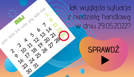 zakaz handlu w niedziele 29 maja.