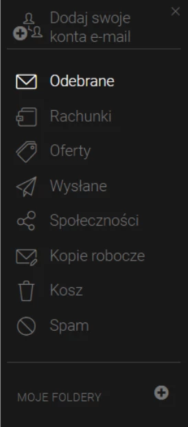 Poczta dla firmy - boczny panel poczty w Interia Pakiet dla Firm