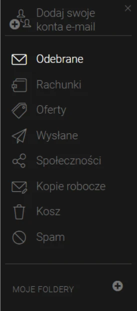 Poczta dla firmy - boczny panel poczty w Interia Pakiet dla Firm
