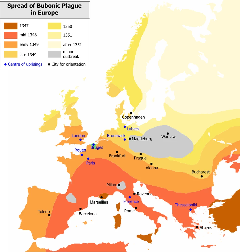 Tak dżuma rozprzestrzeniała się w średniowiecznej Europie