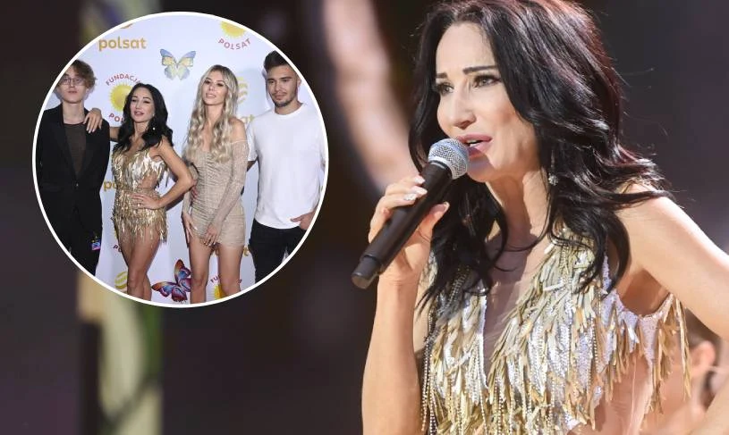 Justyna Steczkowska z synami i partnerką Leona Justyna Steczkowska z synami i partnerką Leona