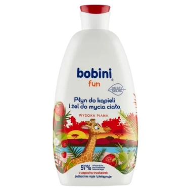 bobini fun Płyn do kąpieli i żel do mycia ciała o zapachu truskawek 500 ml - 0