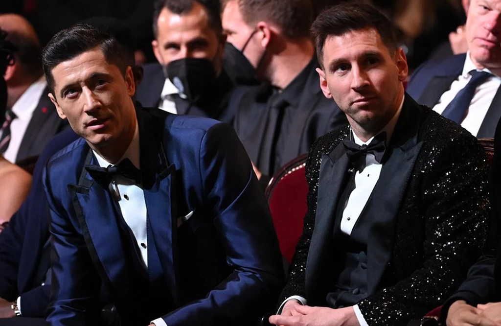 Robert Lewandowski i Leo Messi na gali Złotej Piłki