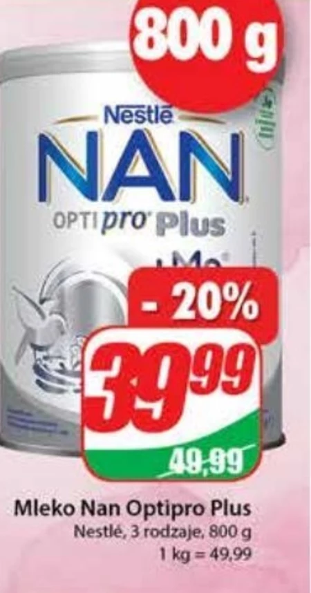 NAN OPTIPRO Plus 2 Mleko następne dla niemowląt powyżej 6. miesiąca 800 g