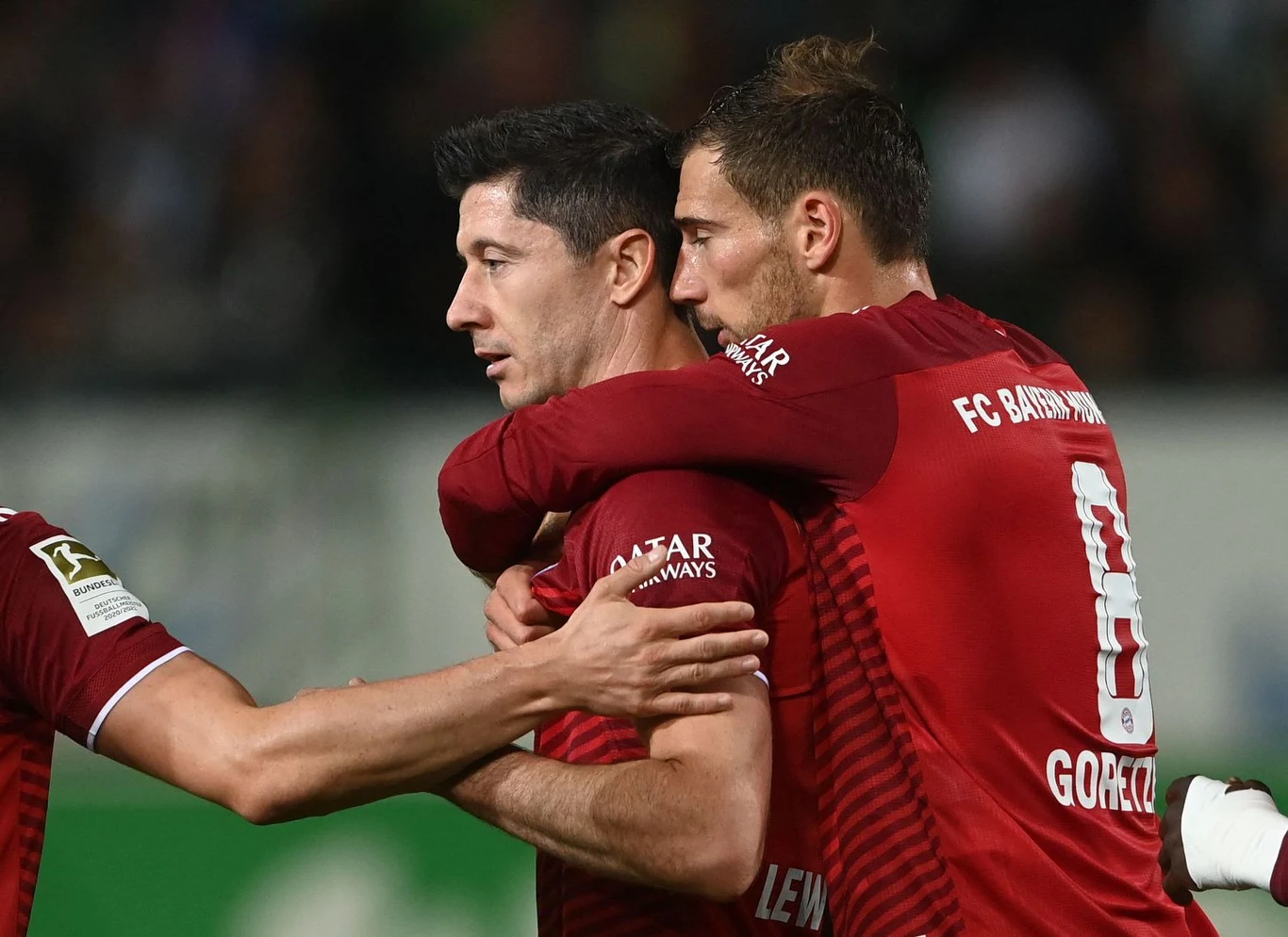 Robert Lewandowski i Leon Goretzka podczas meczu Bayernu Monachium