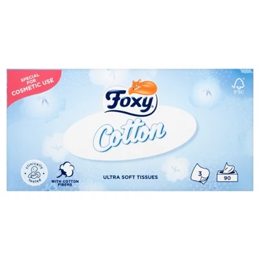 Foxy Cotton Ultra miękkie chusteczki 3 warstwy 90 sztuk - 0