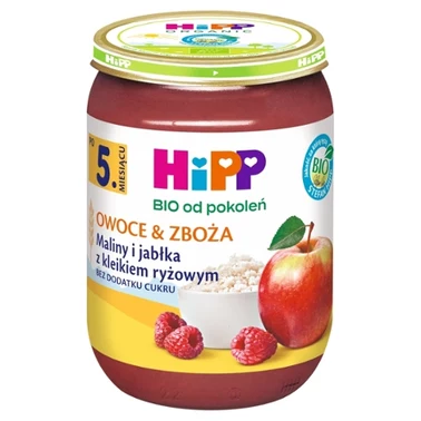 HiPP BIO Owoce & Zboża Maliny i jabłka z kleikiem ryżowym po 5. miesiącu 190 g - 1