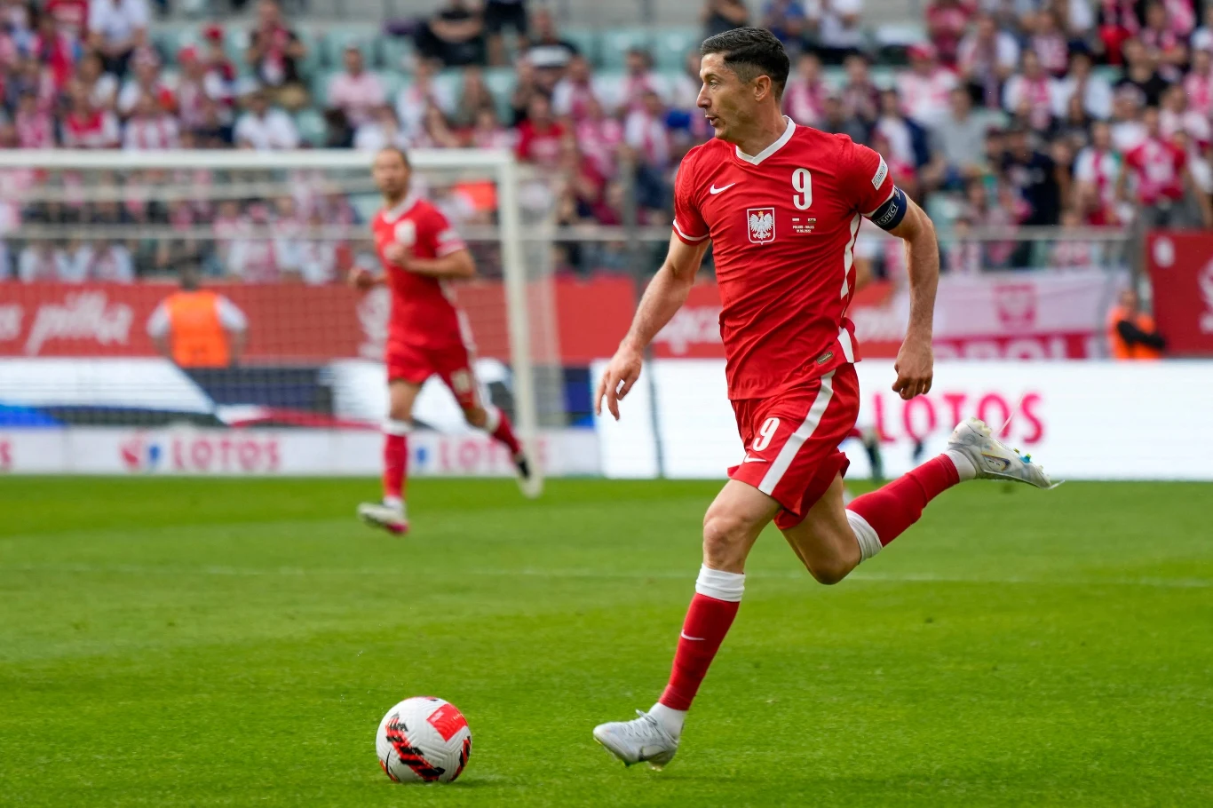 Robert Lewandowski w meczu Polska-Walia Robert Lewandowski w meczu Polska-Walia