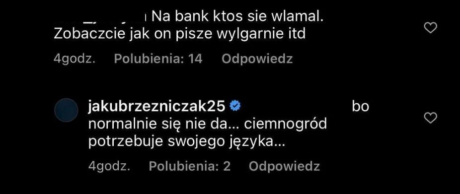 Jakub Rzeźniczak w zadziwiający sposób zachowywał się na Instagramie Jakub Rzeźniczak w zadziwiający sposób zachowywał się na Instagramie