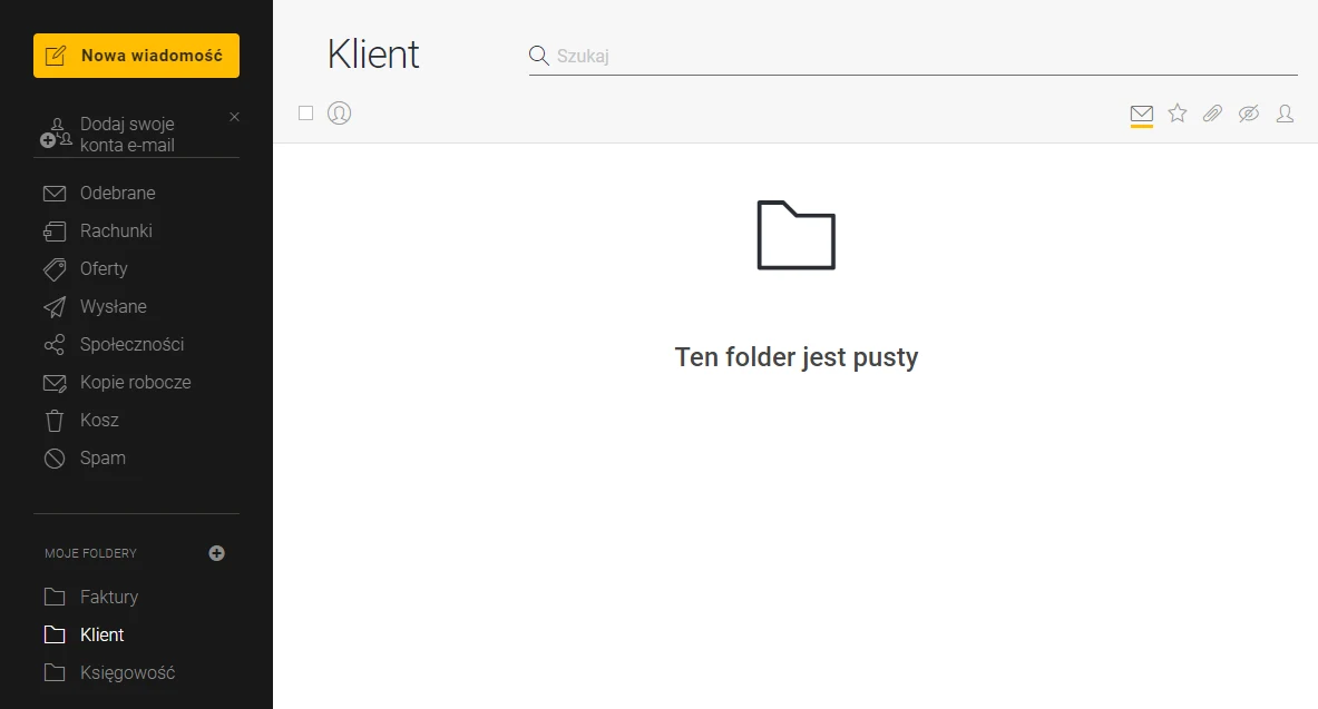 Poczta dla firmy - nowy folder w Interia Pakiet dla Firm