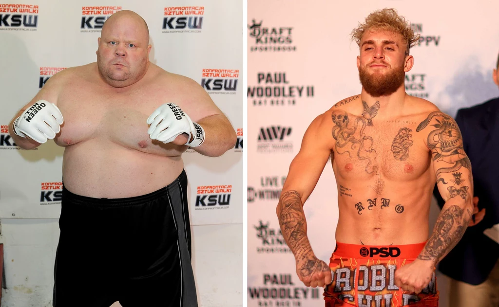 Eric "Butterbean" Esch (fot. Mateusz Jagielski / East News) i Jake Paul (fot. AFP)