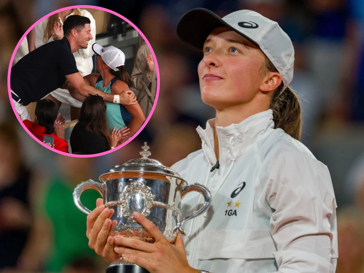 Robert Lewandowski obściskuje się z Igą Świątek Robert Lewandowski obściskuje się z Igą Świątek