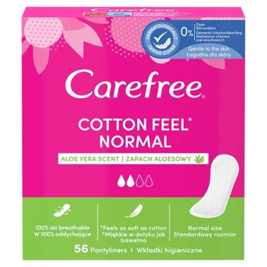 Carefree Cotton Feel Normal Wkładki higieniczne zapach aloesowy 56 sztuk - 2