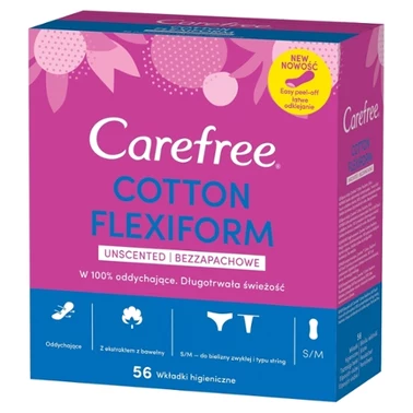 Carefree Cotton Feel Flexiform Wkładki higieniczne nieperfumowane 56 sztuk - 2