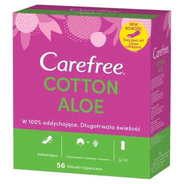 Carefree Cotton Feel Normal Wkładki higieniczne zapach aloesowy 56 sztuk - 3