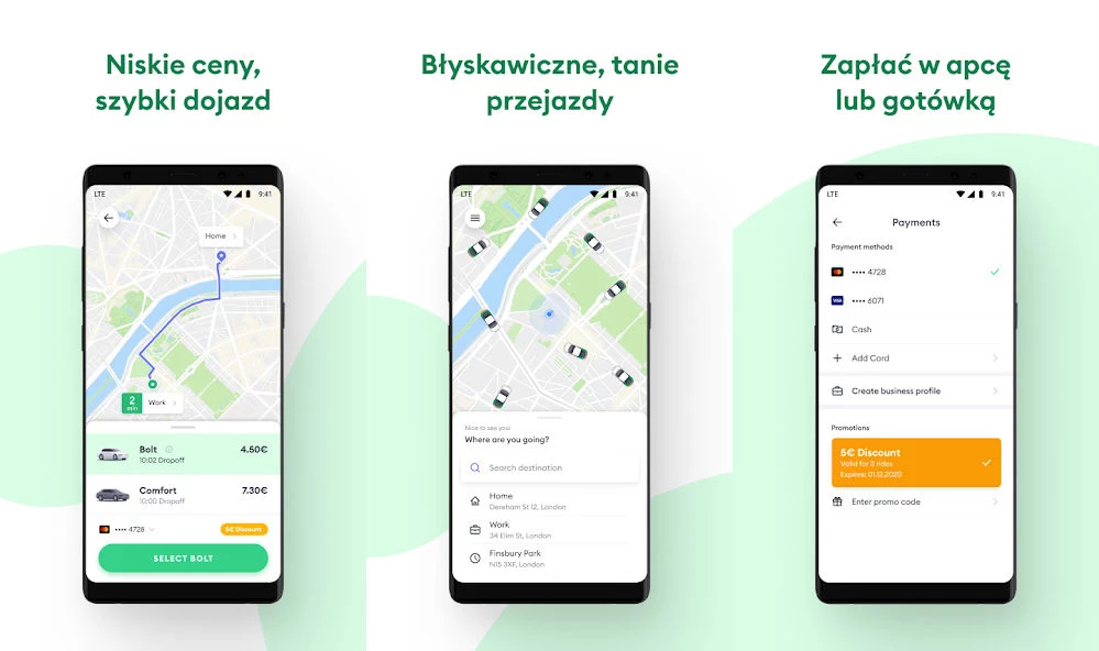 Aplikacja do zamawiania przejazdów Bolt