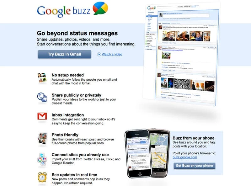 Google Buzz miał stanowić konkurencję dla Facebooka