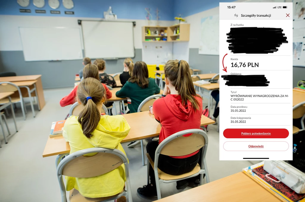 Średnie wynagrodzenie nauczycieli ma wzrosnąć o 4,4 proc. Jedna z nauczycielek dostała przelew na 16 zł Średnie wynagrodzenie nauczycieli ma wzrosnąć o 4,4 proc. Jedna z nauczycielek dostała przelew na 16 zł