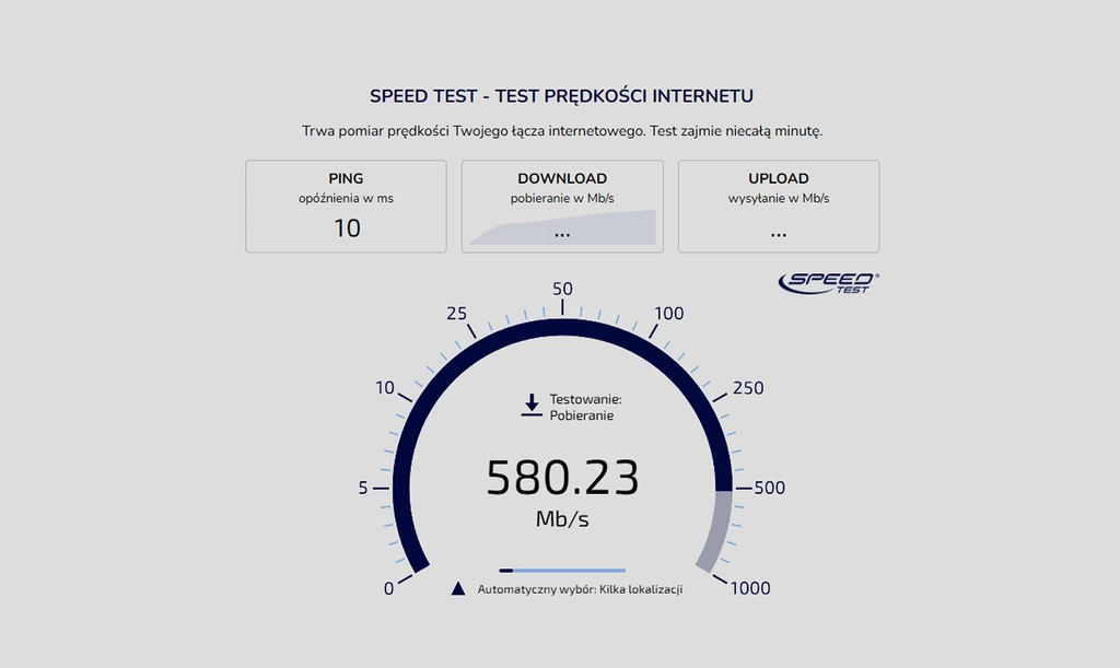 SpeedTest.pl - prosty i szybki test prędkości internetu