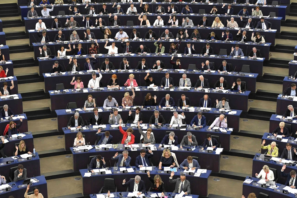 Europosłowie podczas głosowania na sesji plenarnej Parlamentu Europejskiego Europosłowie podczas głosowania na sesji plenarnej Parlamentu Europejskiego