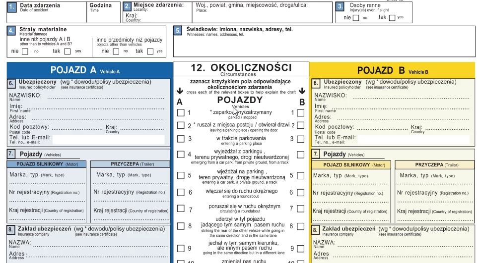 Oświadczenie po kolizji - jak powinno wyglądać?