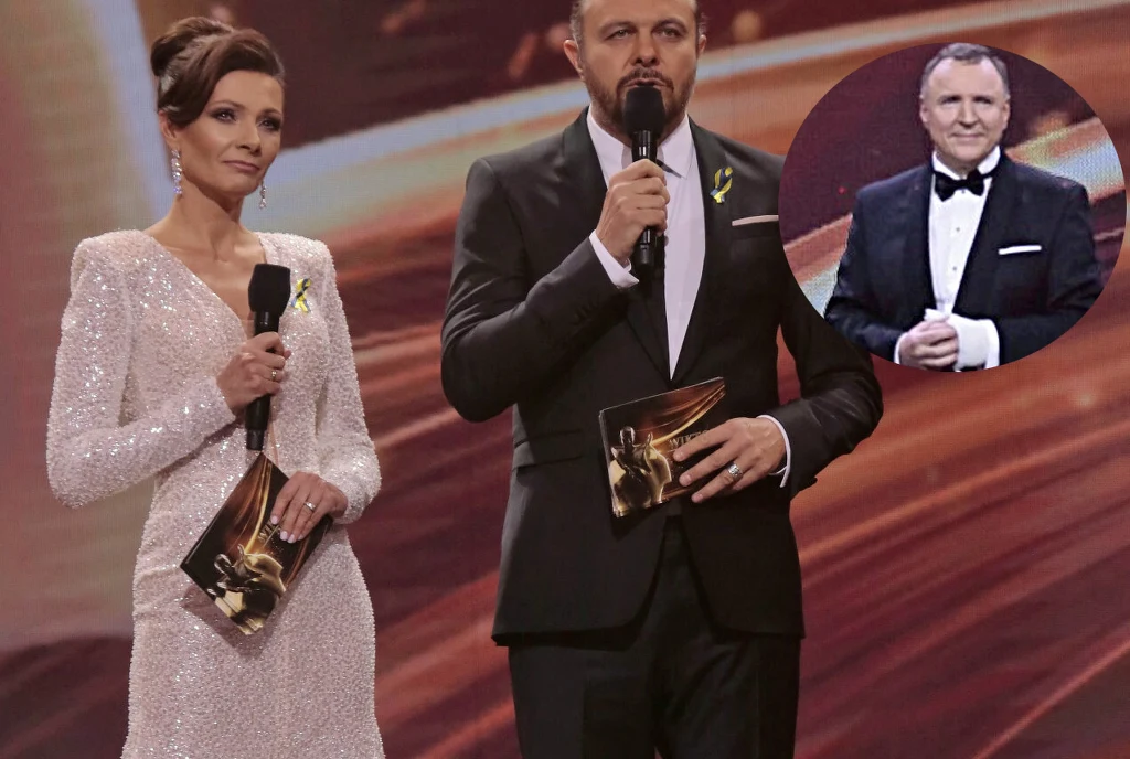 Agata Konarska, Marek Bukowski i Jacek Kurski na Wiktorach