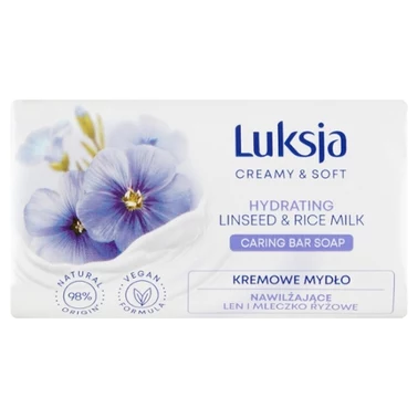 Luksja Creamy & Soft Kremowe mydło nawilżające len i mleczko ryżowe 90 g - 0