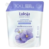 Luksja Creamy & Soft Kremowe mydło w płynie nawilżające len i mleczko ryżowe 1500 ml