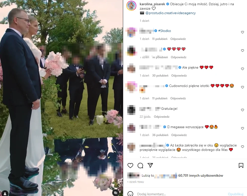 Tara Karoliny Pisarek poprowadził córkę do "ołtarza"