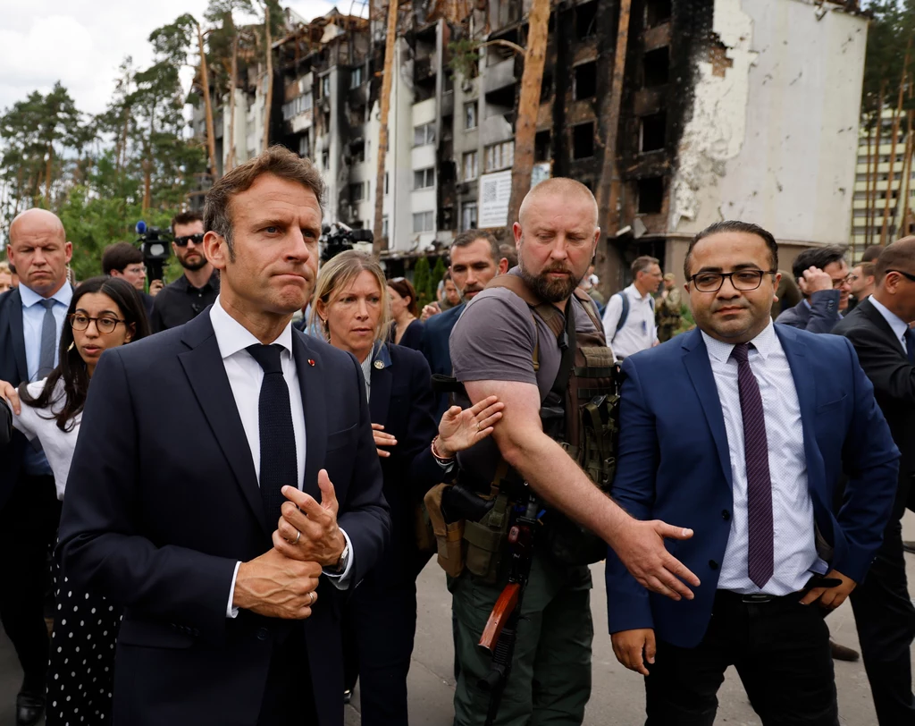 Emmanuel Macron w Irpieniu Emmanuel Macron w Irpieniu