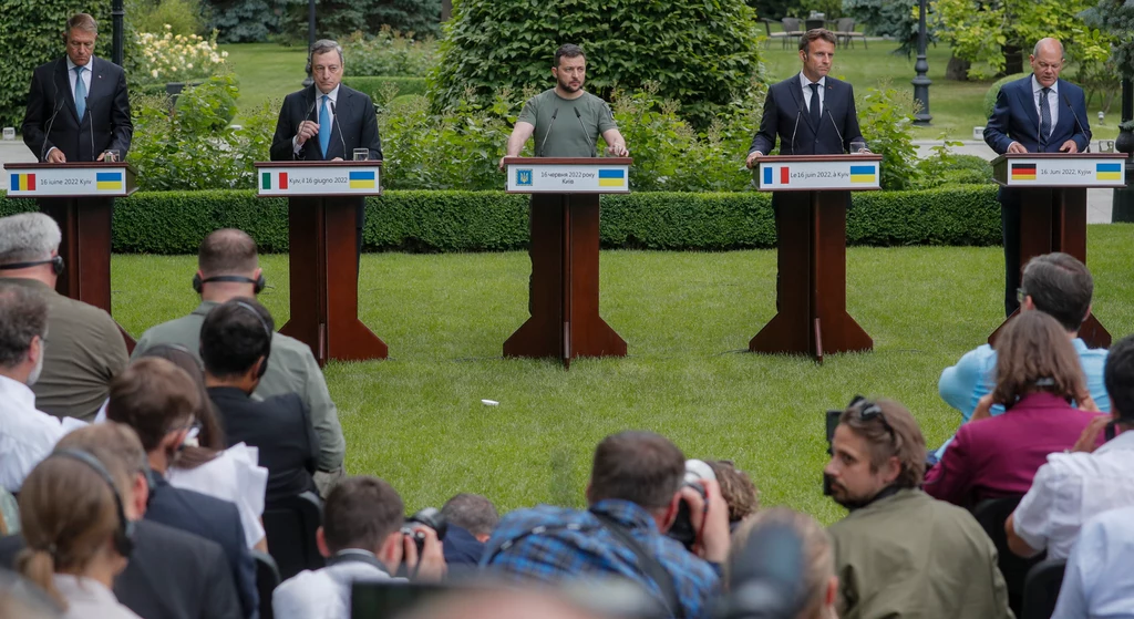Kijów. Konferencja przywódców UE wraz z Wołodymyrem Zełenskim Kijów. Konferencja przywódców UE wraz z Wołodymyrem Zełenskim