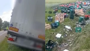 Wywrócona ciężarówka wioząca piwo