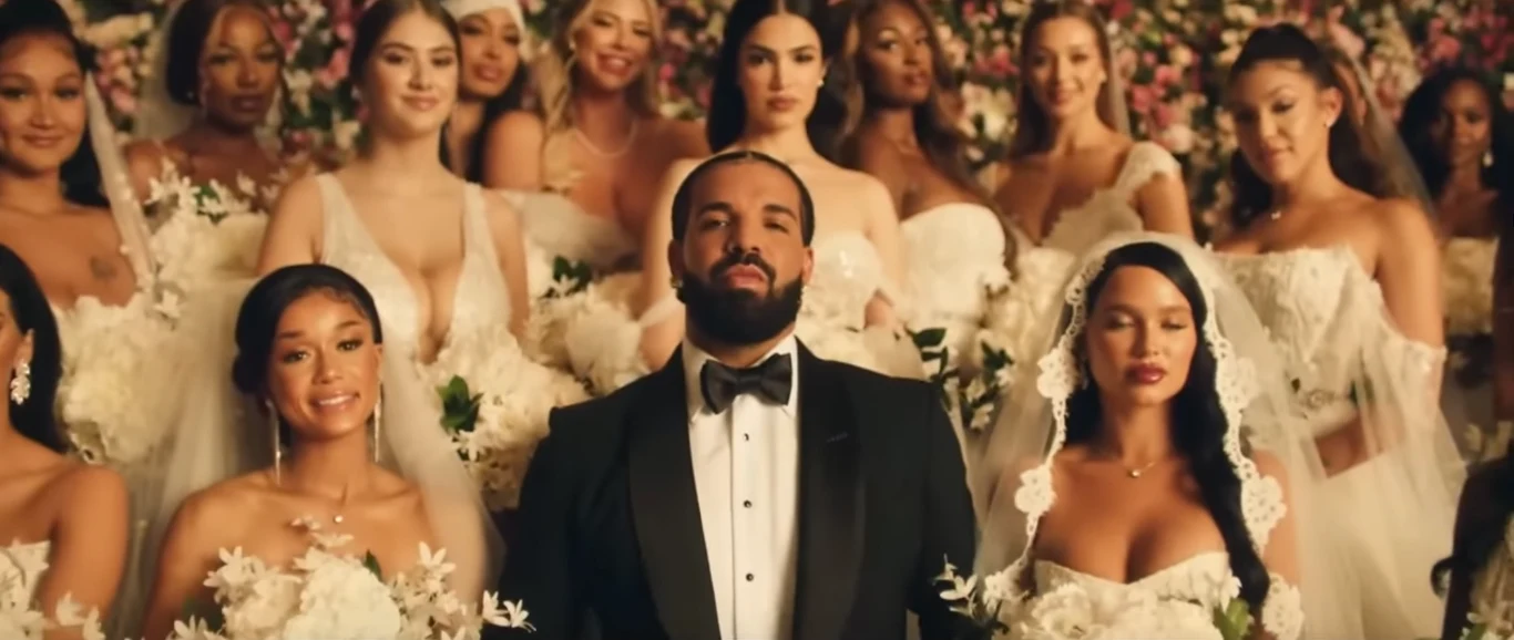 Drake w otoczeniu panien młodych teledysku "Falling Back" Drake w otoczeniu panien młodych teledysku "Falling Back"