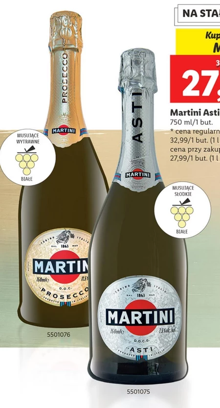 Martini Asti D.O.C.G. Wino białe słodkie musujące włoskie 750 ml