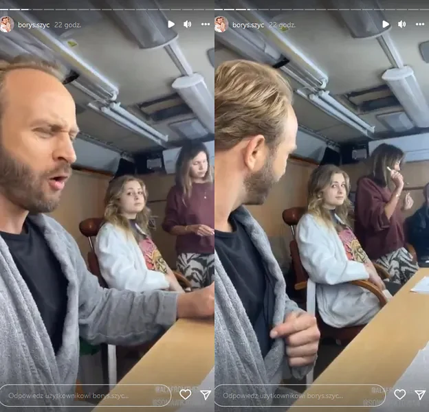 Borys Szyc na planie "Ryfki" z córką Sonią fot. borys.szyc/Instagram