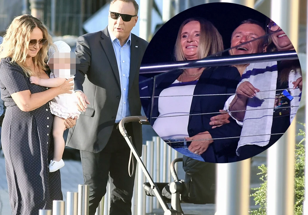 Joanna i Jacek Kurscy z córeczką w Opolu Joanna i Jacek Kurscy z córeczką w Opolu