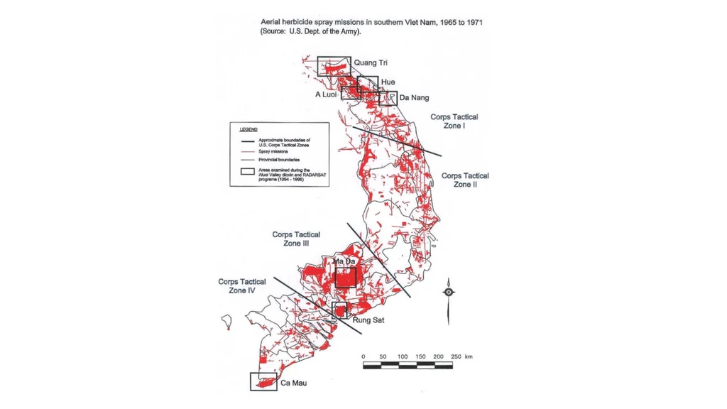 Na Wietnam, Laos i Kambodżę zrzucono 70-90 mln litrów trujących defoliantów. Ucierpiała roślinność, która jest niezbędna do pochłaniania CO2