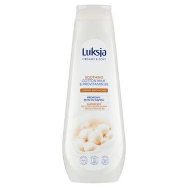 Luksja Creamy & Soft Kremowy płyn do kąpieli łagodzące mleczko bawełniane i prowitamina B5 900 ml - 0