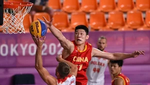 Fragment meczu Polaków z Chińczykami na igrzyskach w Tokio