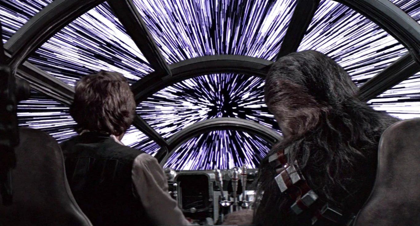 Kadr z filmu "Gwiezdne wojny" - wnętrze Sokoła Millennium