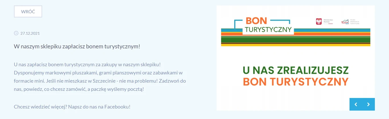 Zrzut ze strony sklepu internetowego działającego przy jednym z parków rozrywki 