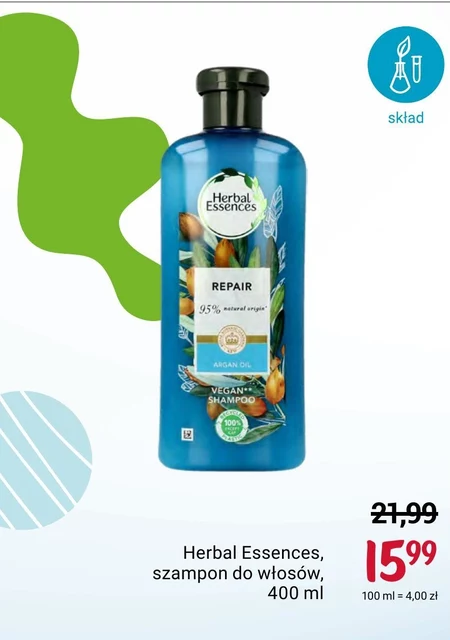 Herbal Essences Argan Oil Szampon regenerujący do włosów suchych i∘zniszczonych