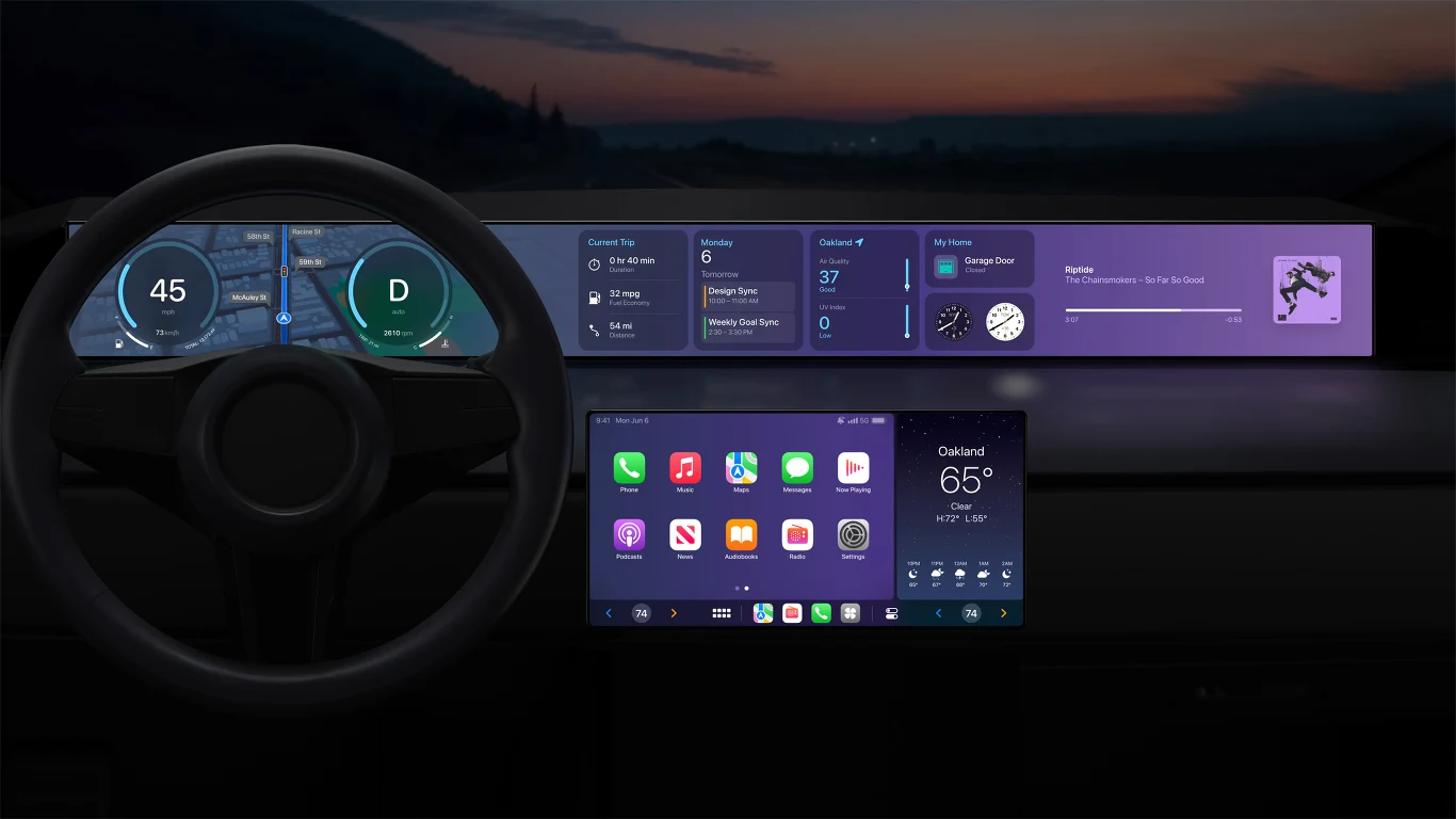 Wizualizacja robi wrażenie. Nowy CarPlay da użytkownikowi wiele możliwości indywidualizacji wyglądu deski rozdzielczej