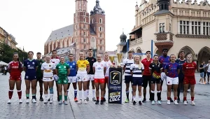 Uczestnicy mistrzostw Europy w rugby 7 zaprezentowali się na krakowskim rynku / fot. facebook Polskiego Związku Rugby