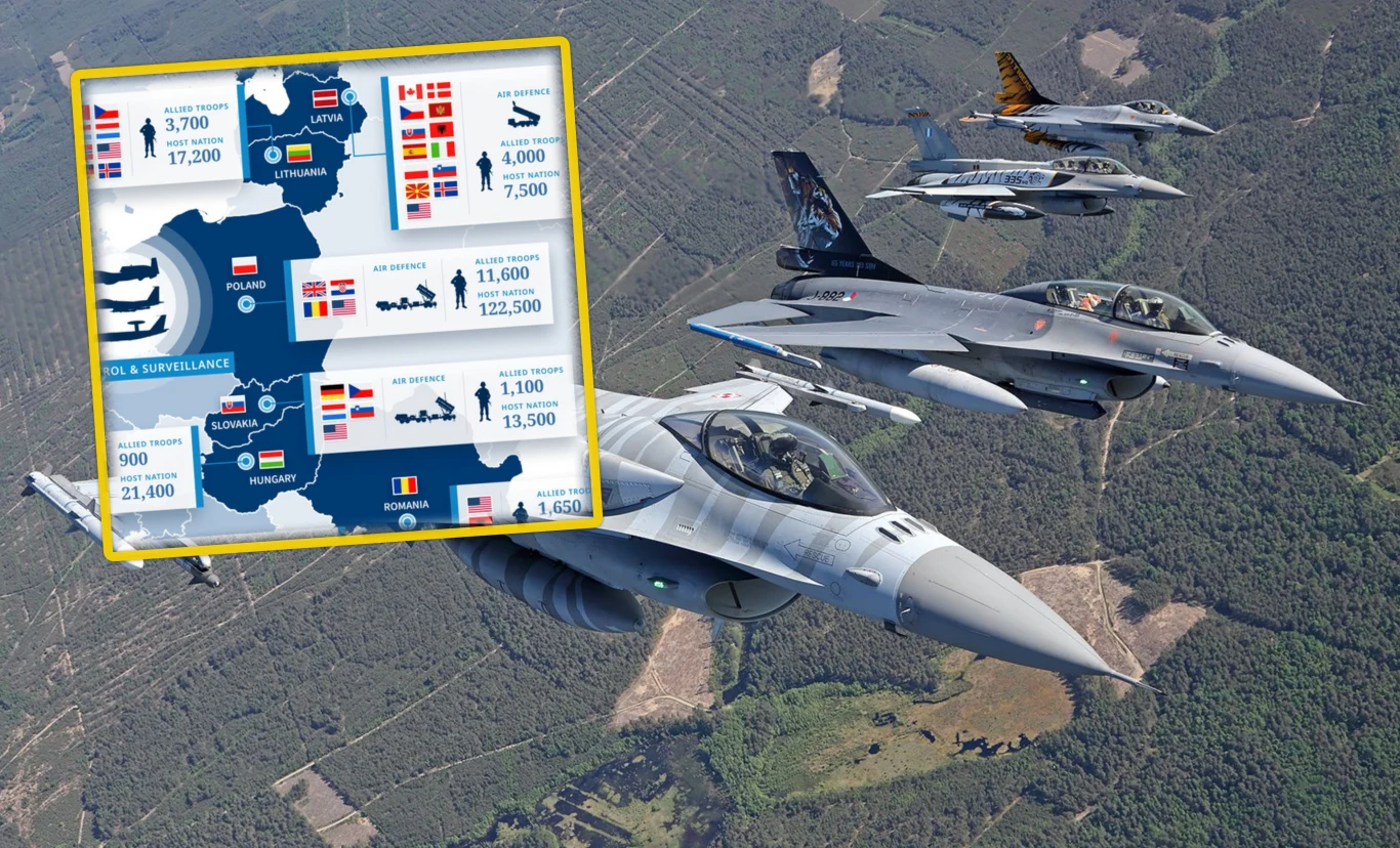 NATO pokazuje siłę. Mapa wzmocnionej wschodniej flanki NATO pokazuje siłę. Mapa wzmocnionej wschodniej flanki