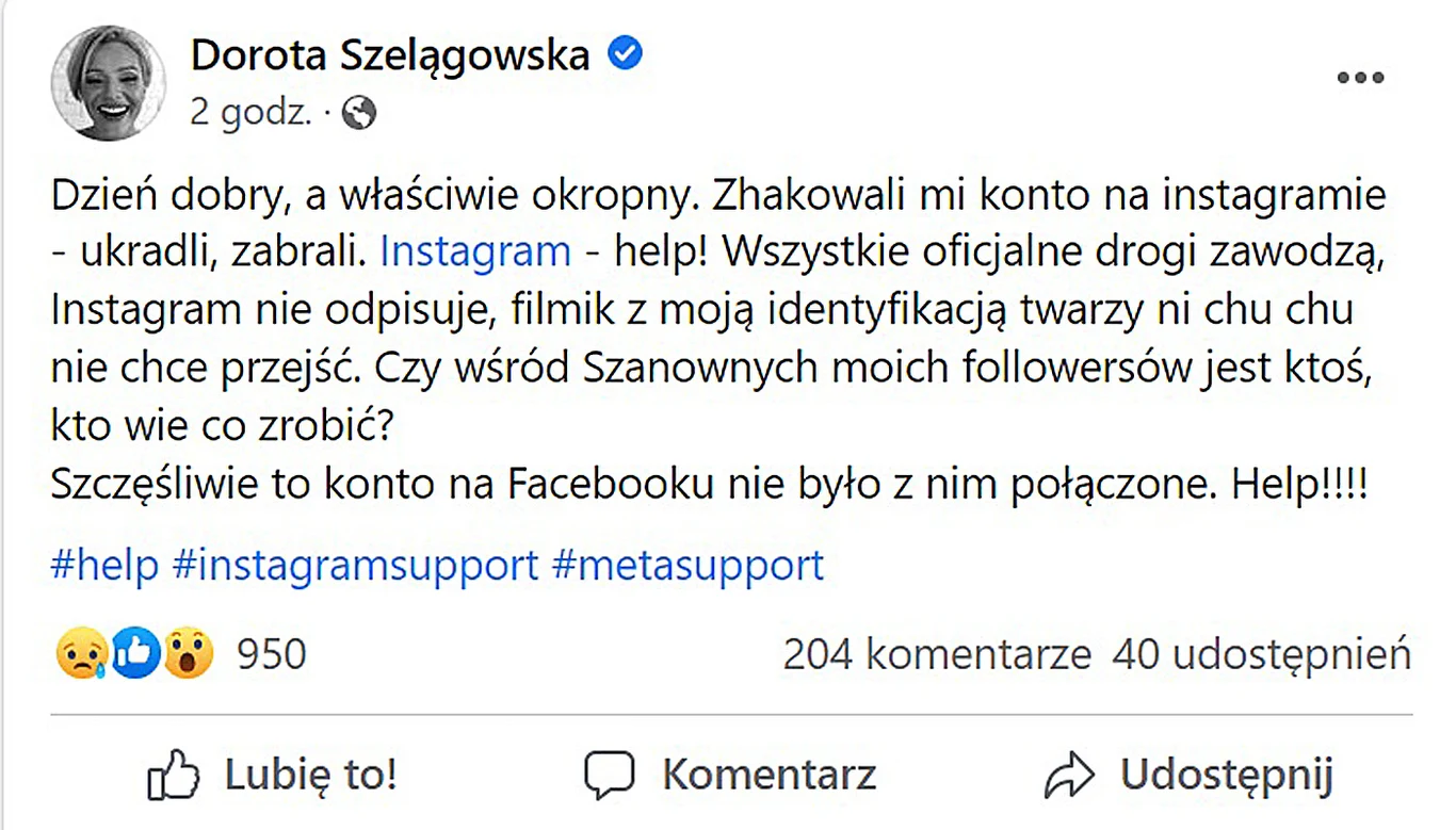 Dorota Szelągowska prosi o pomoc