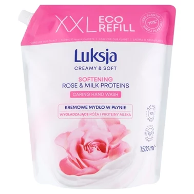 Luksja Creamy & Soft Kremowe mydło w płynie wygładzające róża i proteiny mleka 1,5 l - 0
