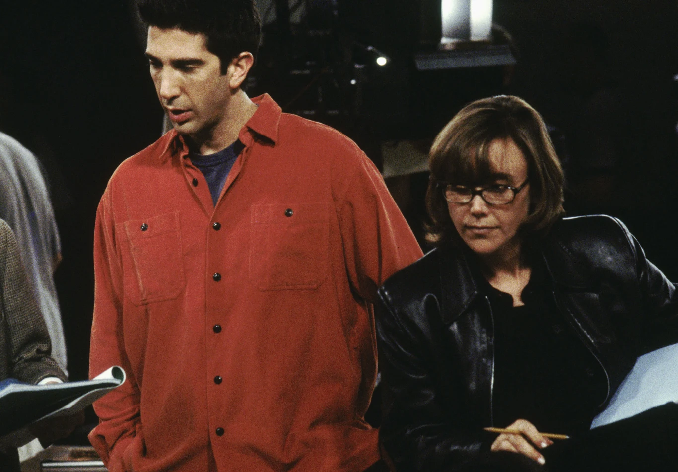 David Schwimmer i Marta Kaufmann na planie "Przyjaciół"