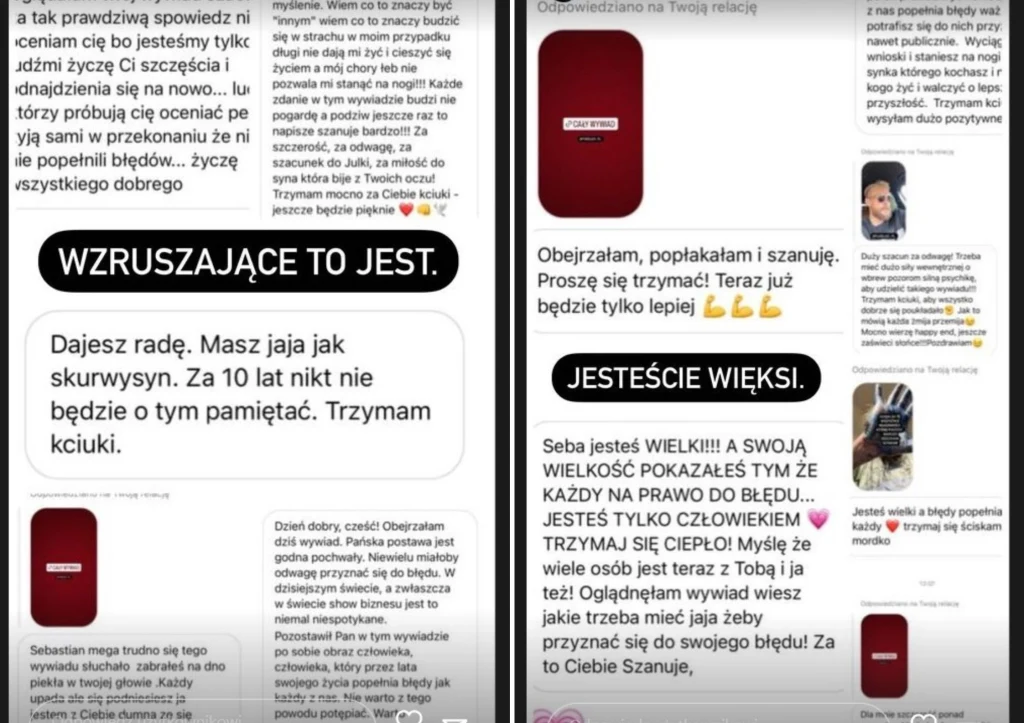 Sebastian Fabijański otrzymauje wsparcie od swoich fanów Sebastian Fabijański otrzymauje wsparcie od swoich fanów